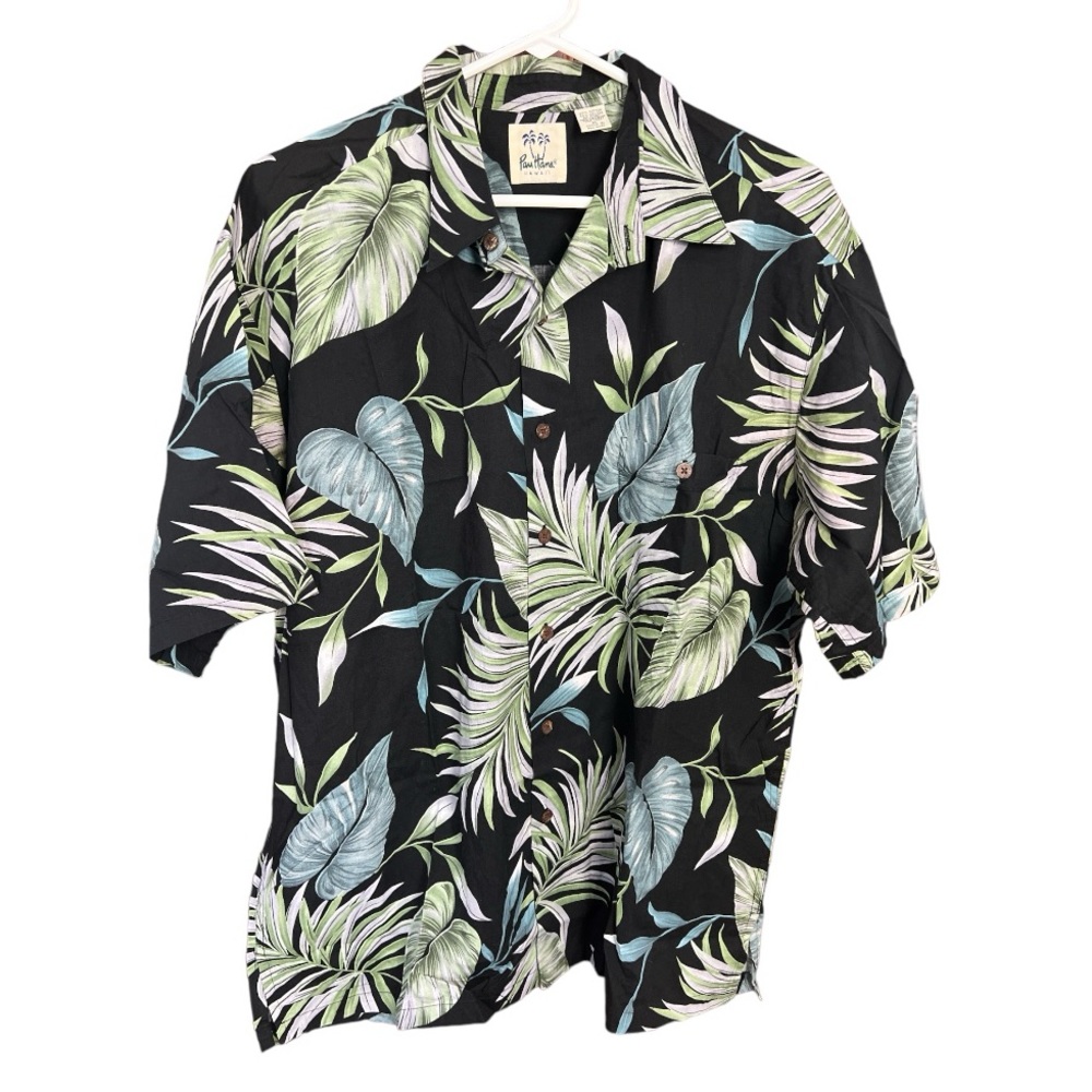 Pau Hana by Tori Richard Hawaiian Palm Fronds Tropical Camp Shirt XL